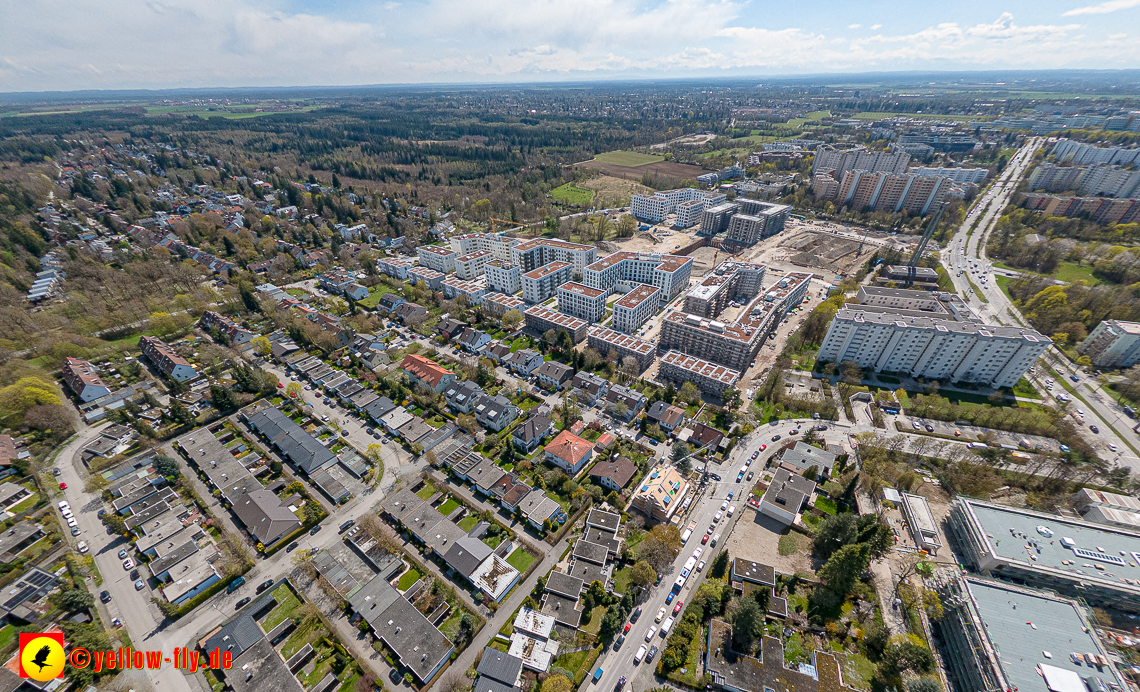 21.04.2023 - Luftbilder von der Baustelle Alexisquartier und Pandion Verde in Neuperlach
